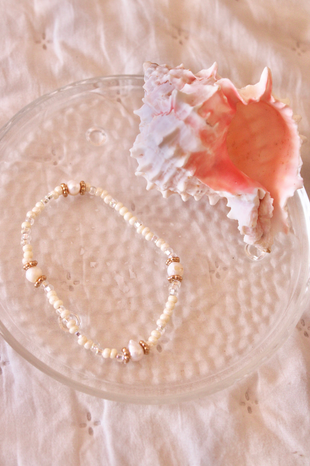 White Seashell seed bead bracelet